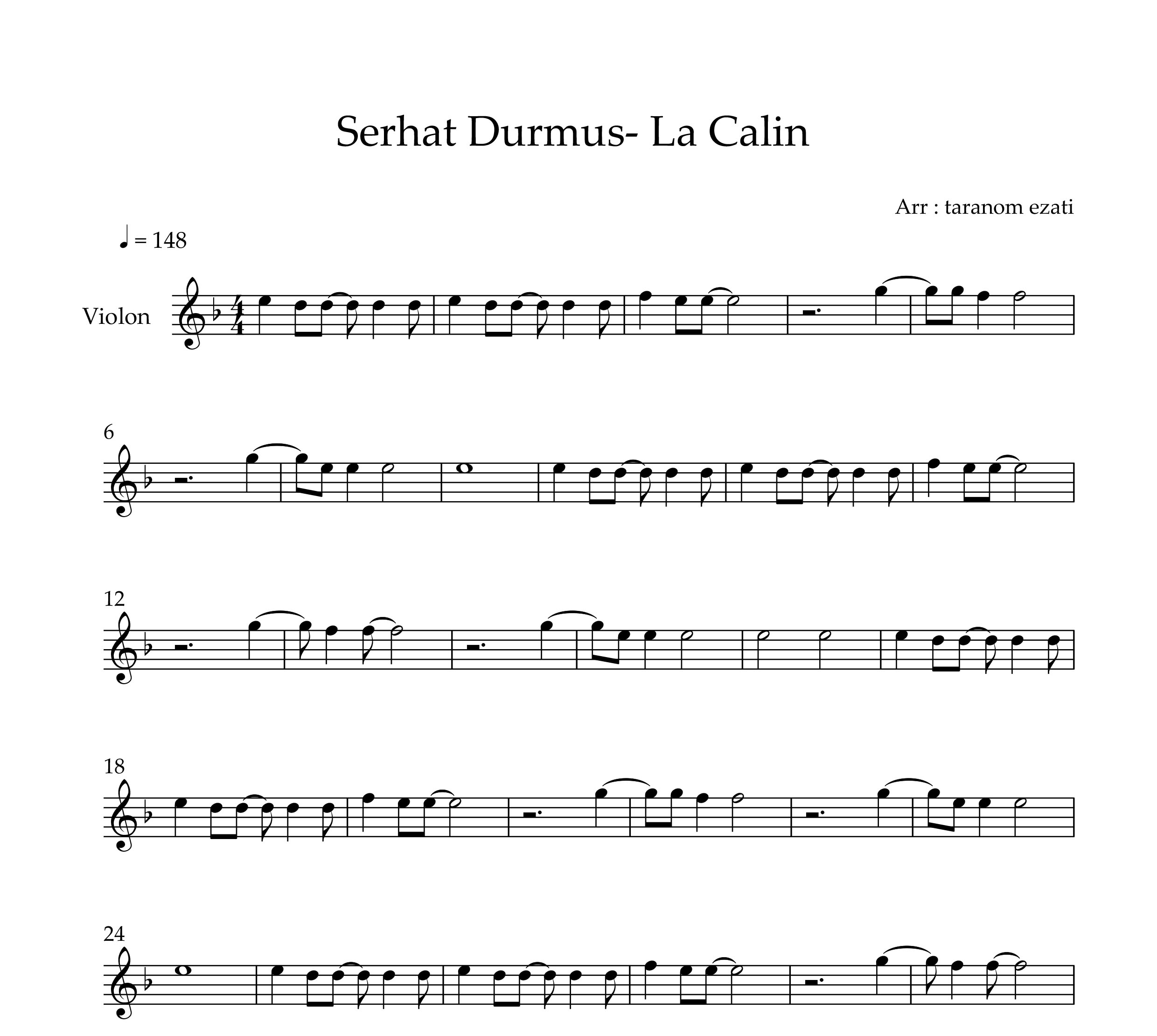 نت ویولن la calin از serhat durmus