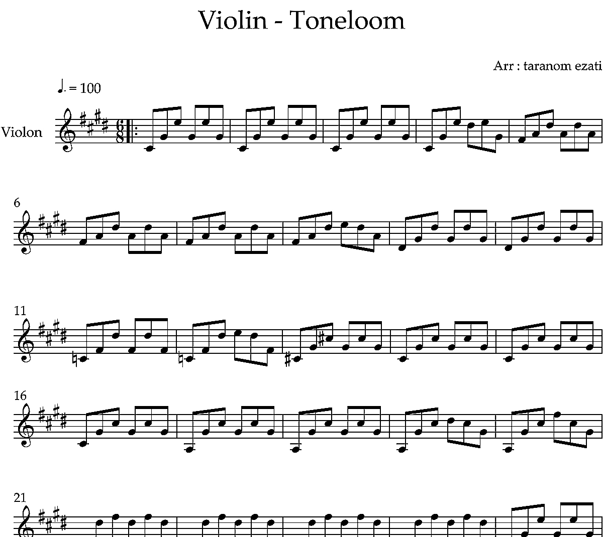 نت ویولن Toneloom Violin