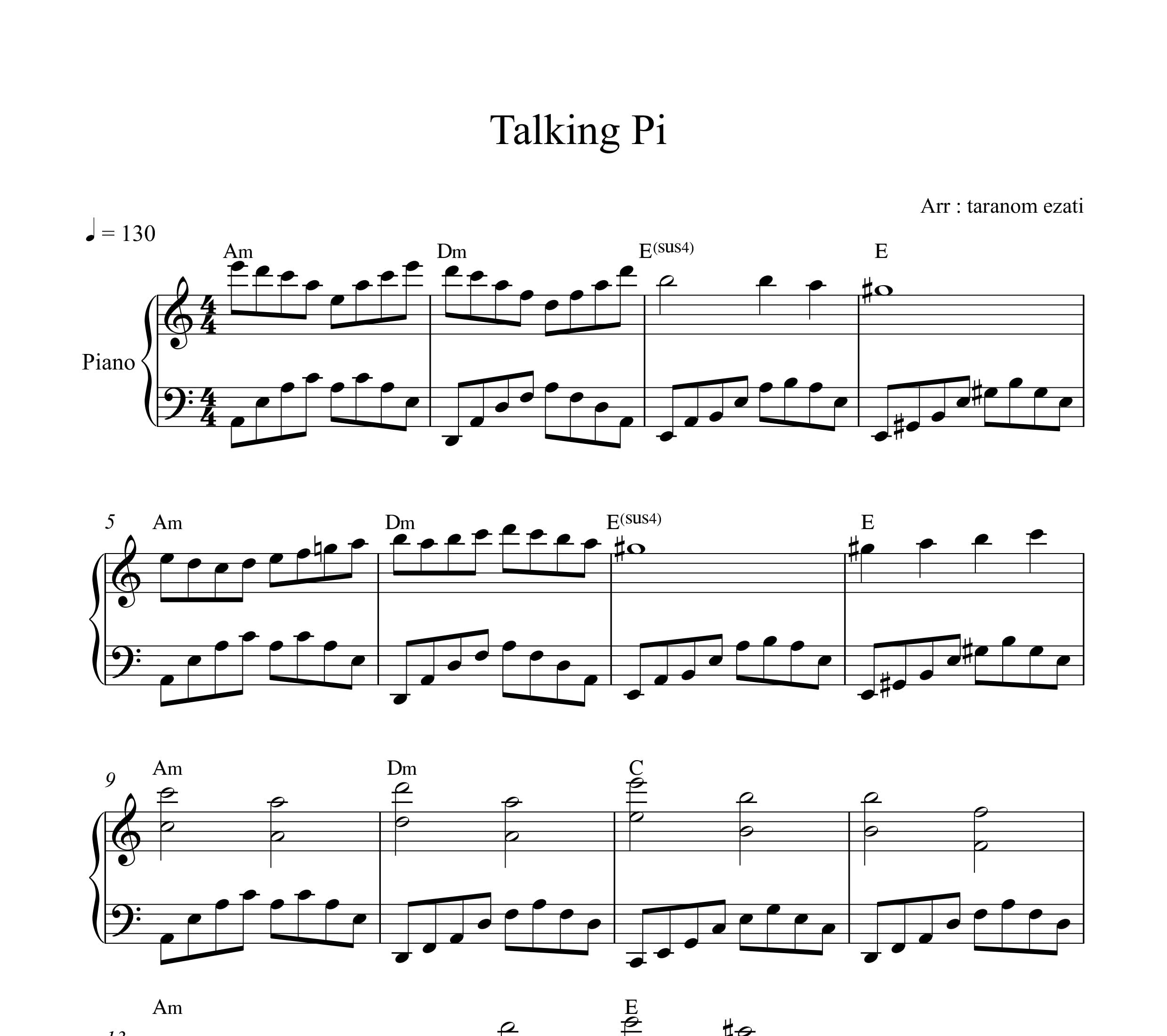 نت پیانو talking pi دیوید مک دونالد