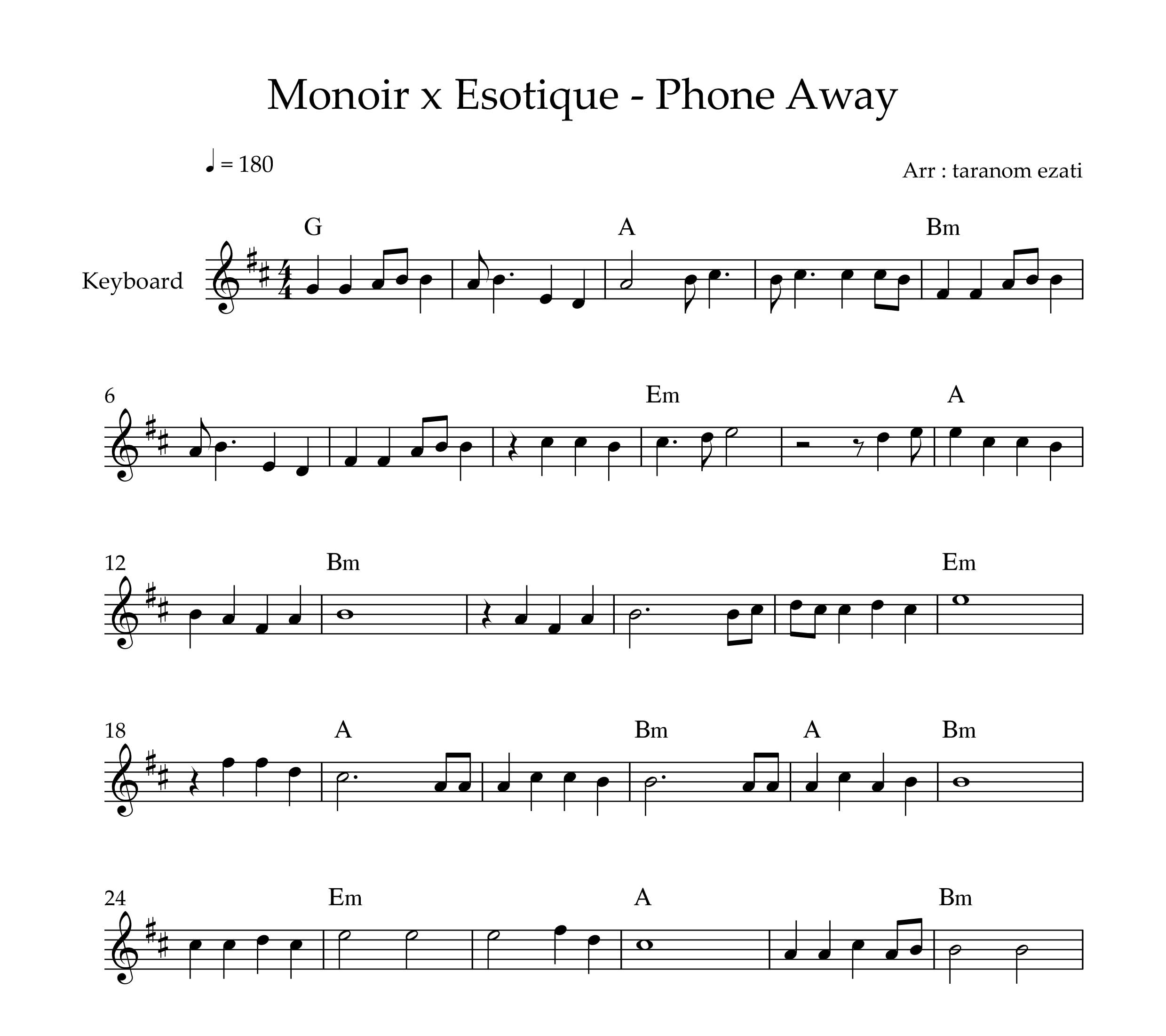 نت کیبورد phone away از monoir x esotique به همراه آکورد