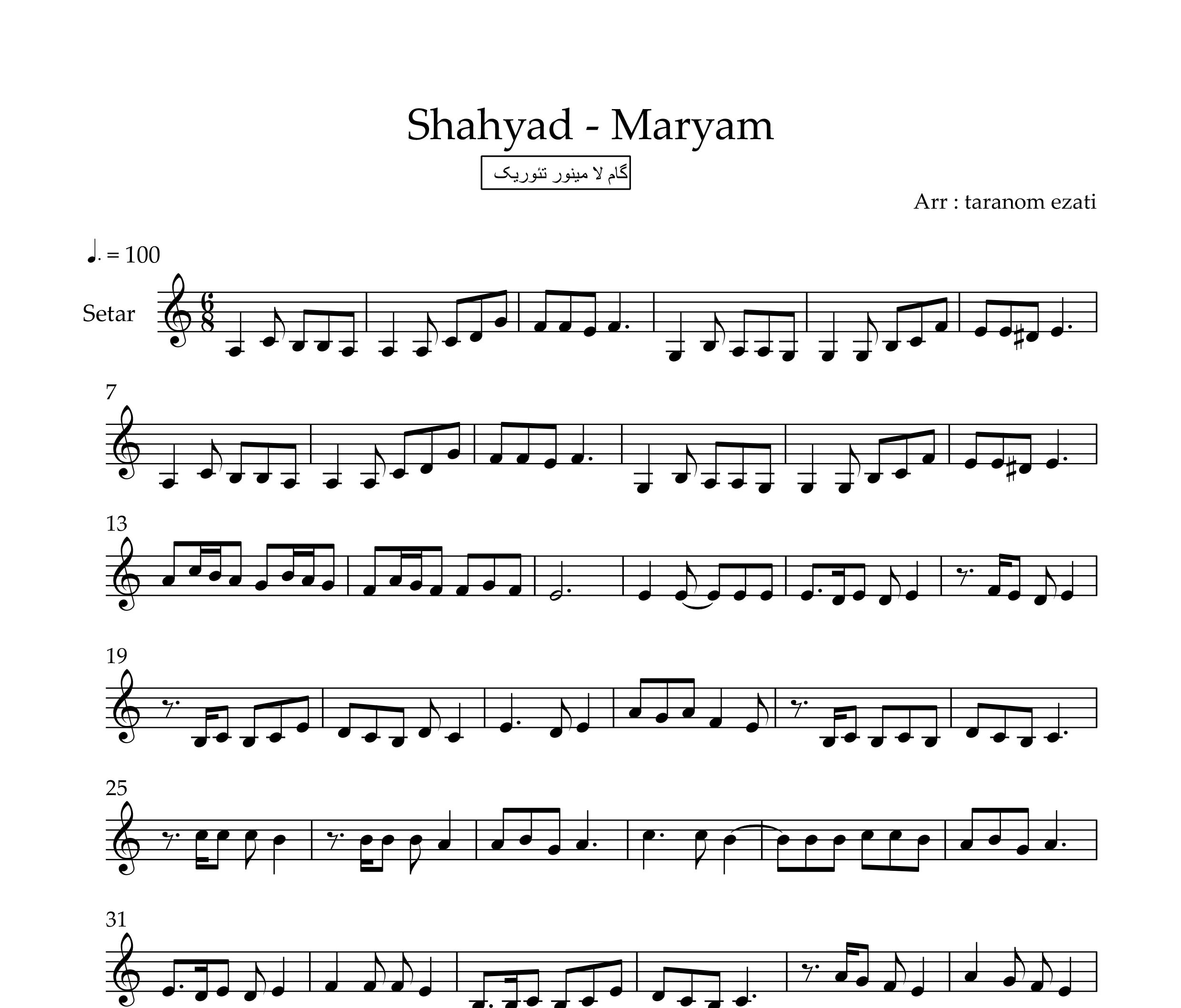 نت سه تار مریم شهیاد