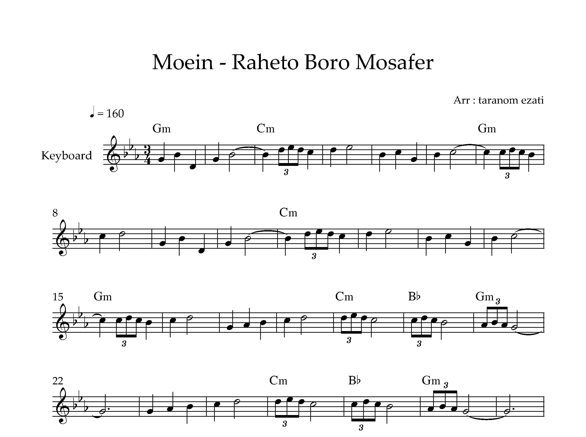 نت کیبورد مسافر معین به همراه آکورد