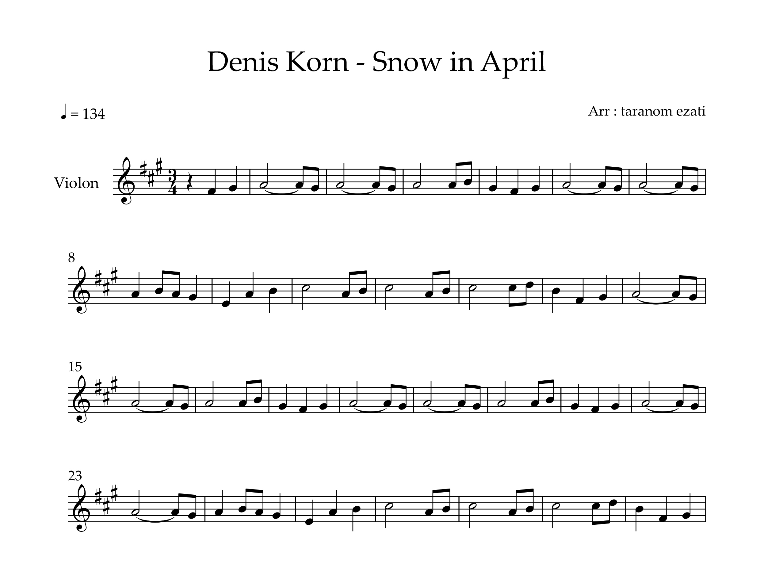 نت ویولن Snow in april از دنیس کورن