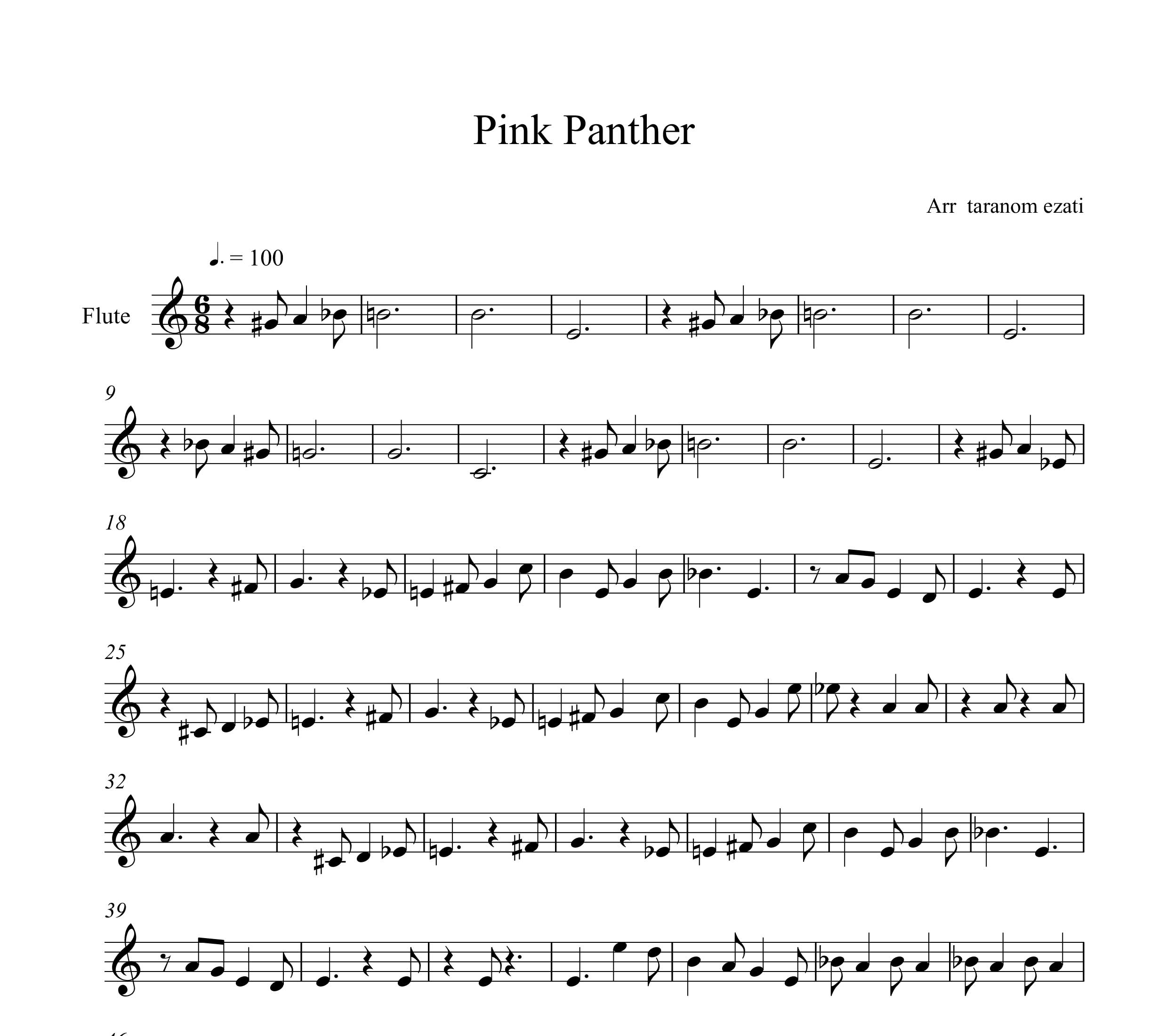 نت فلوت pink panther پلنگ صورتی