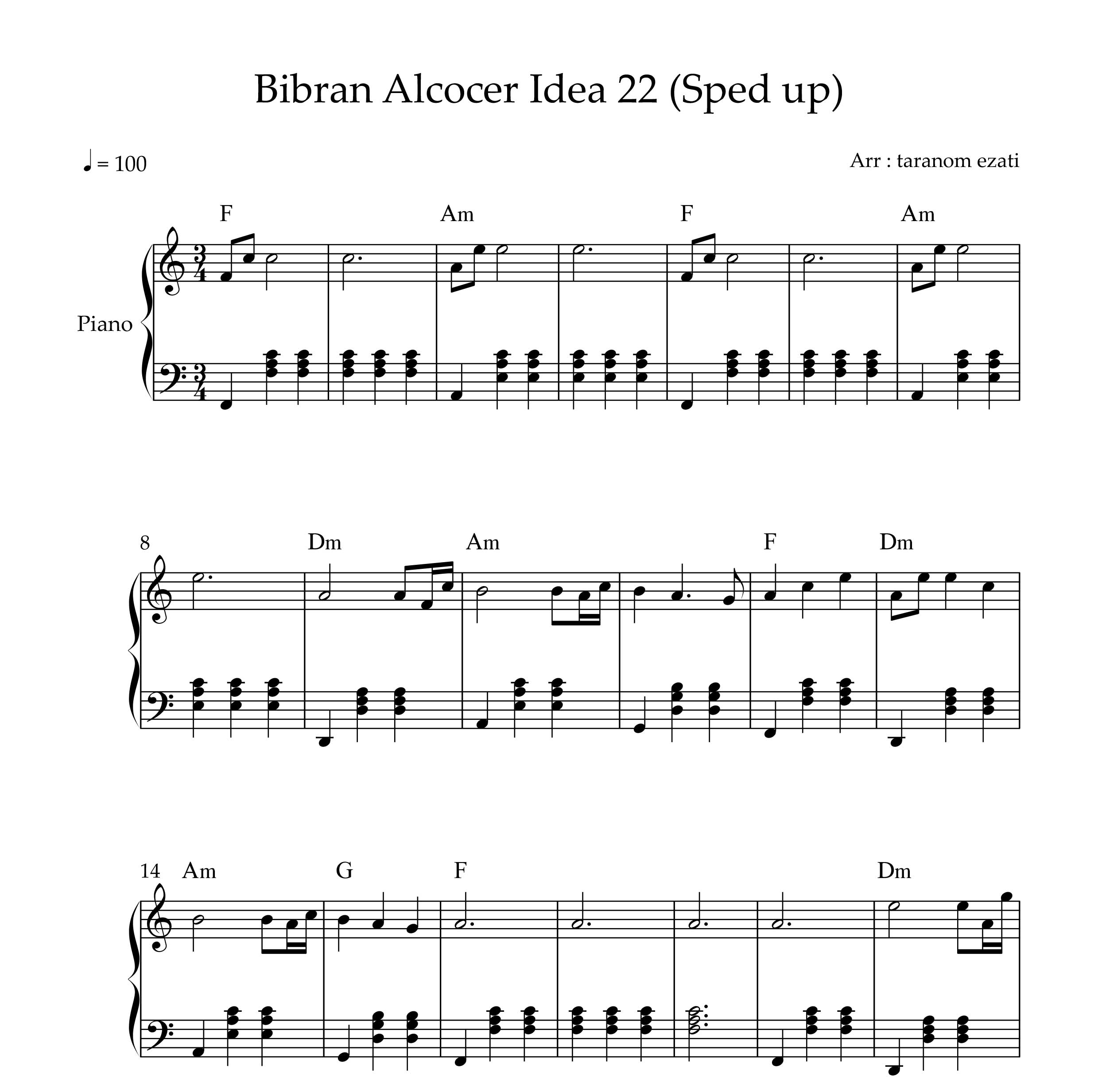 نت پیانو idea 22 از gibran Alcocer