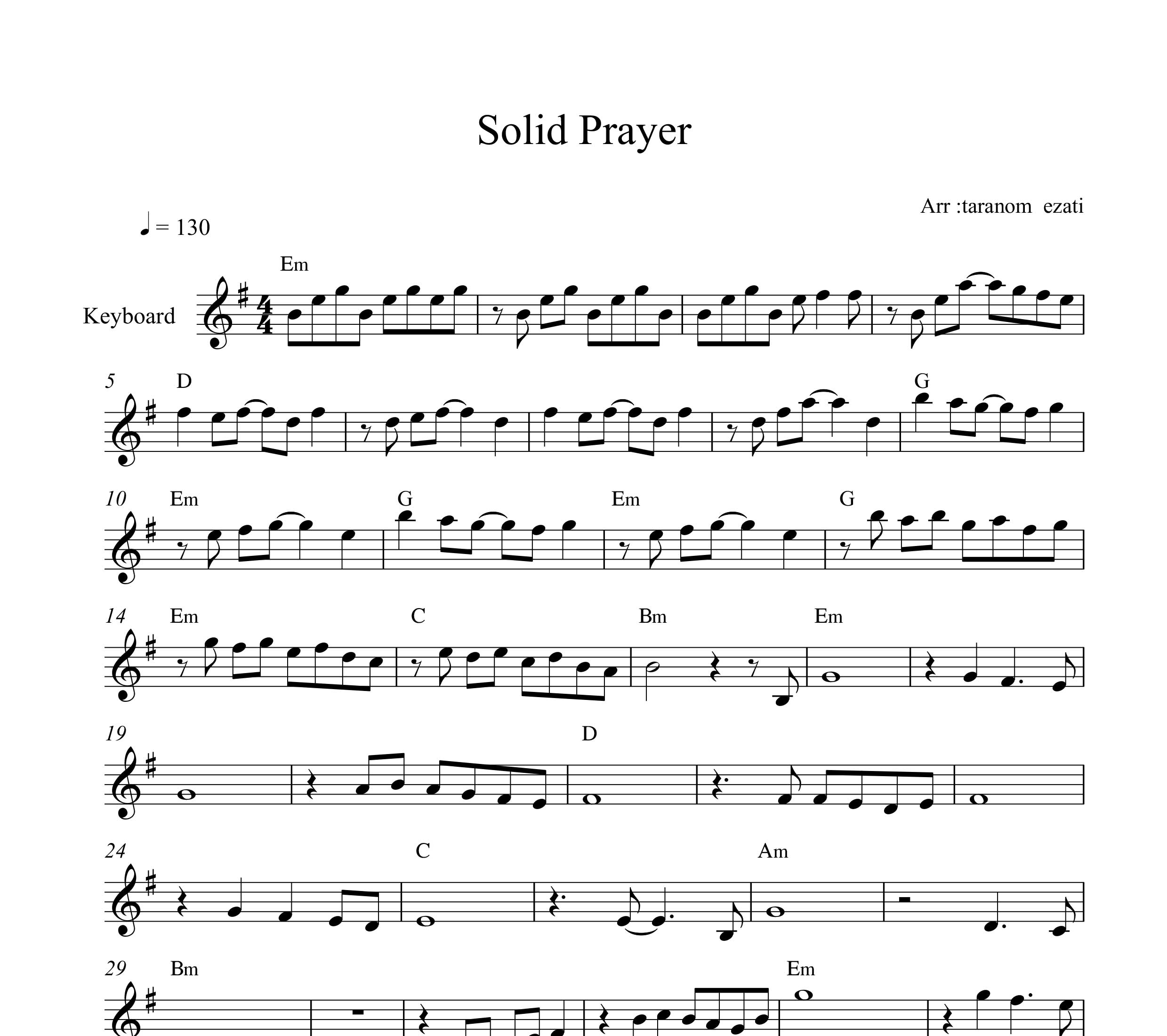 نت کیبورد soldiers prayer اسکار هریس به همراه آکورد
