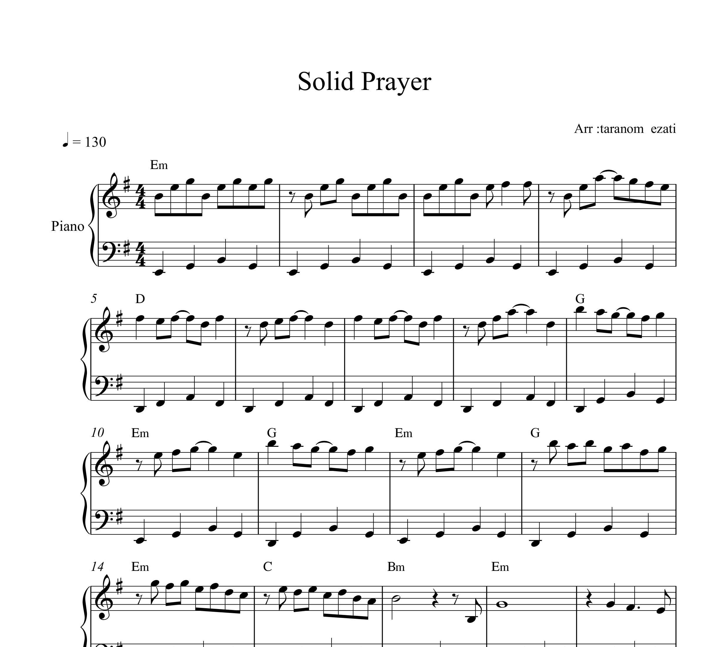 نت پیانو soldiers prayer اسکار هریس