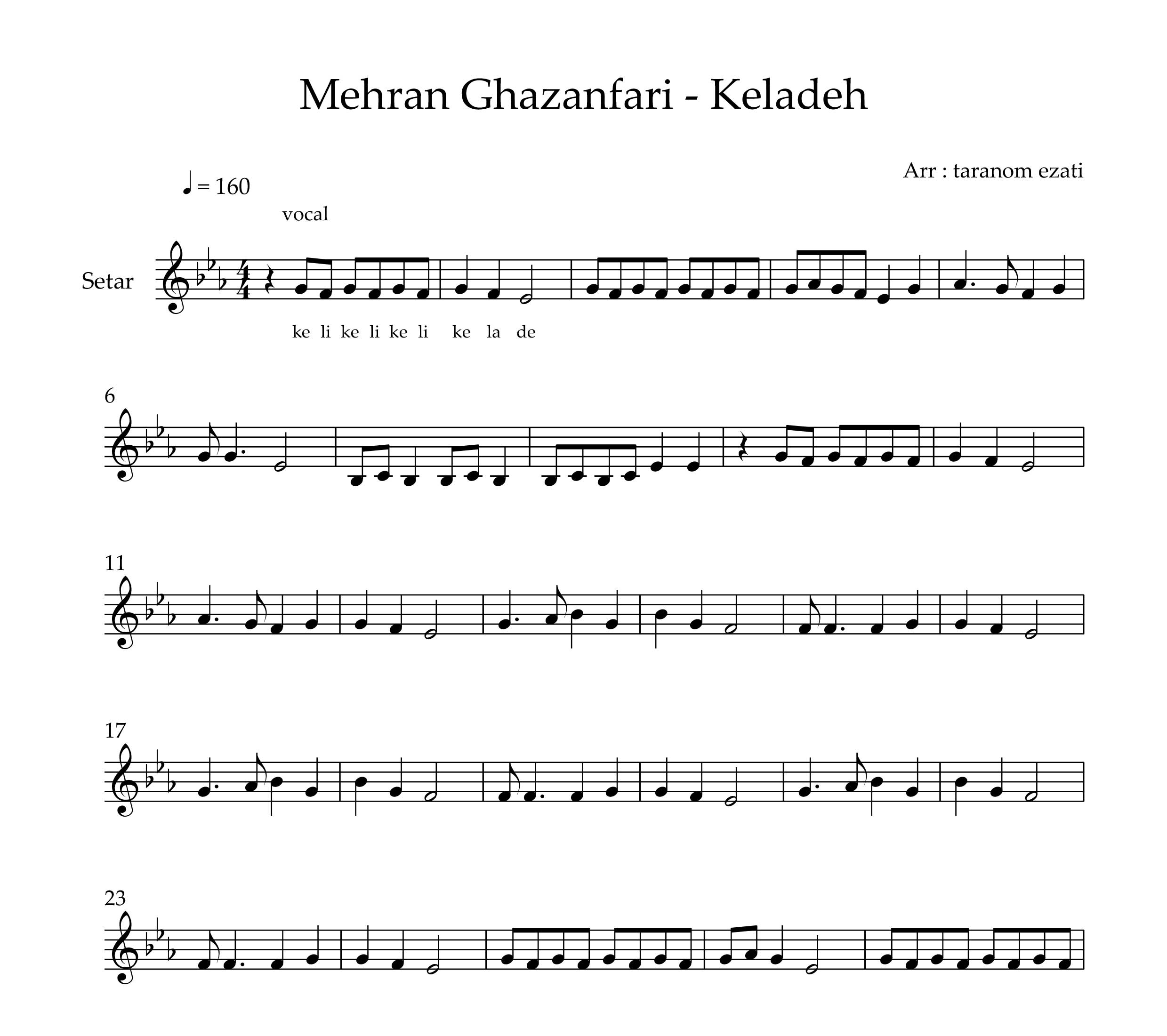 نت سه تار کئلاده مهران غضنفری
