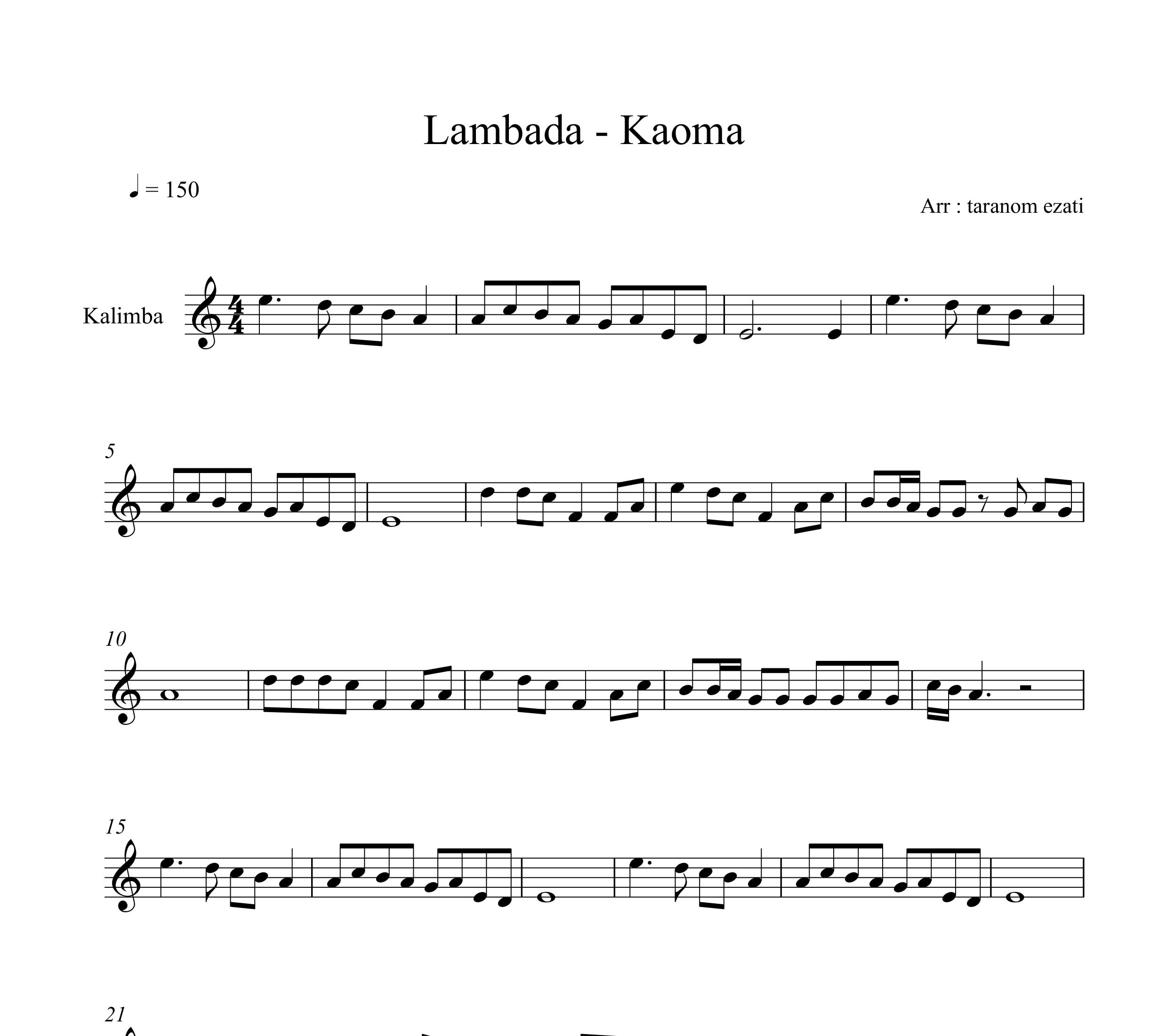نت کالیمبا lambada از kaoma کائوما