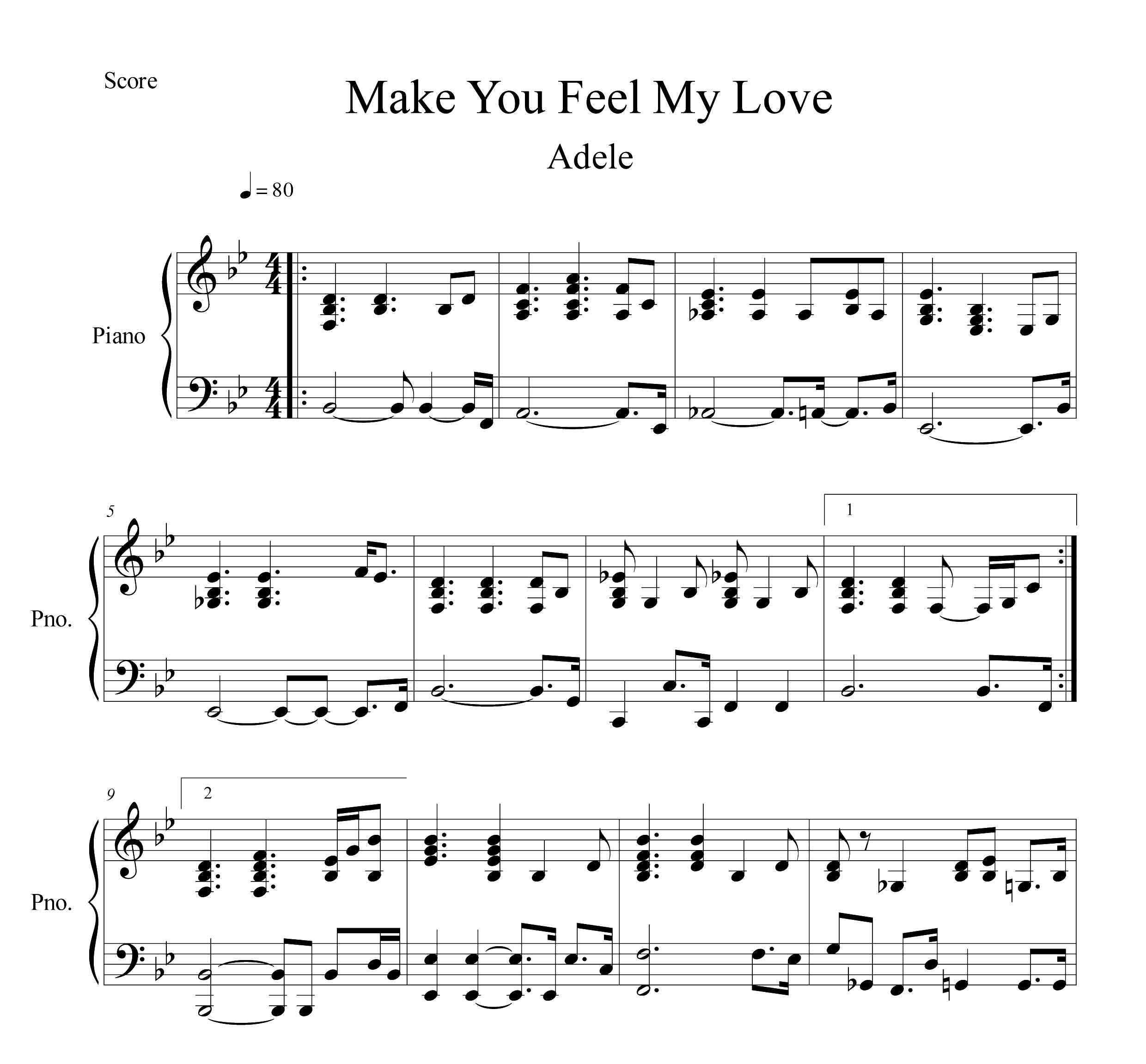 نت پیانو قطعه Make You Feel My Love از ادل