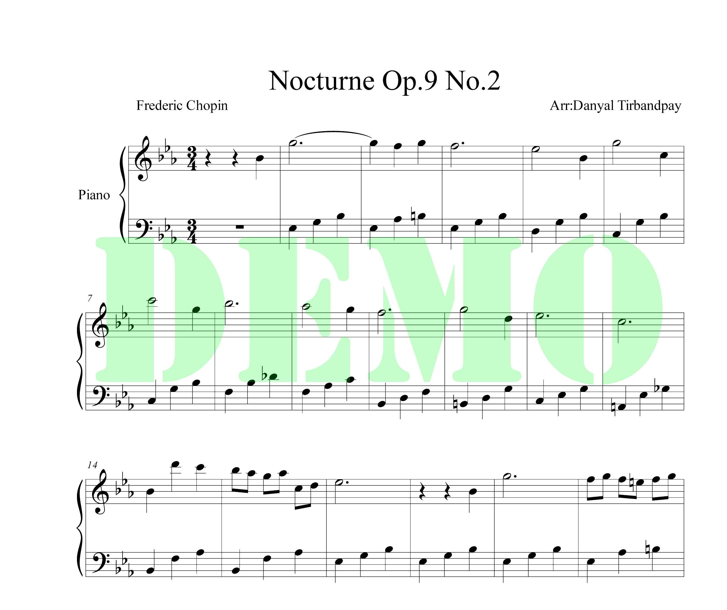 آهنگ زیبای Nocturne Op 9 No 2 برای پیانو از فردریک شوپن