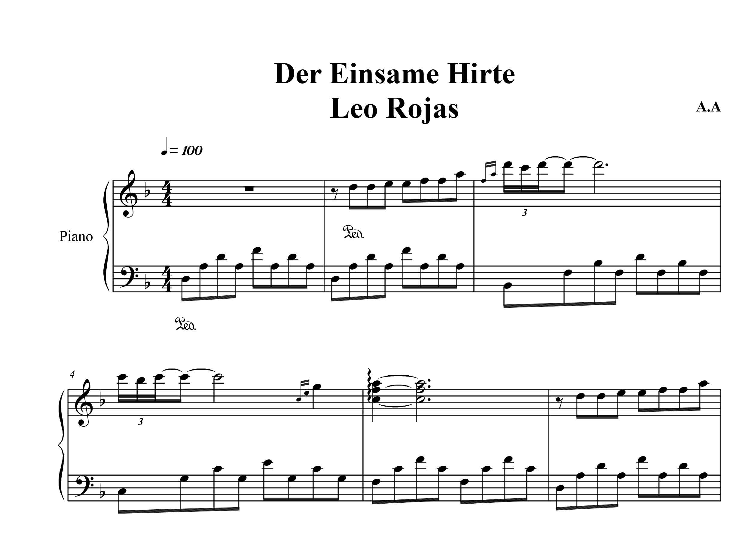 نت پیانوی آهنگ Der Einsame Hirte از Leo Rojas