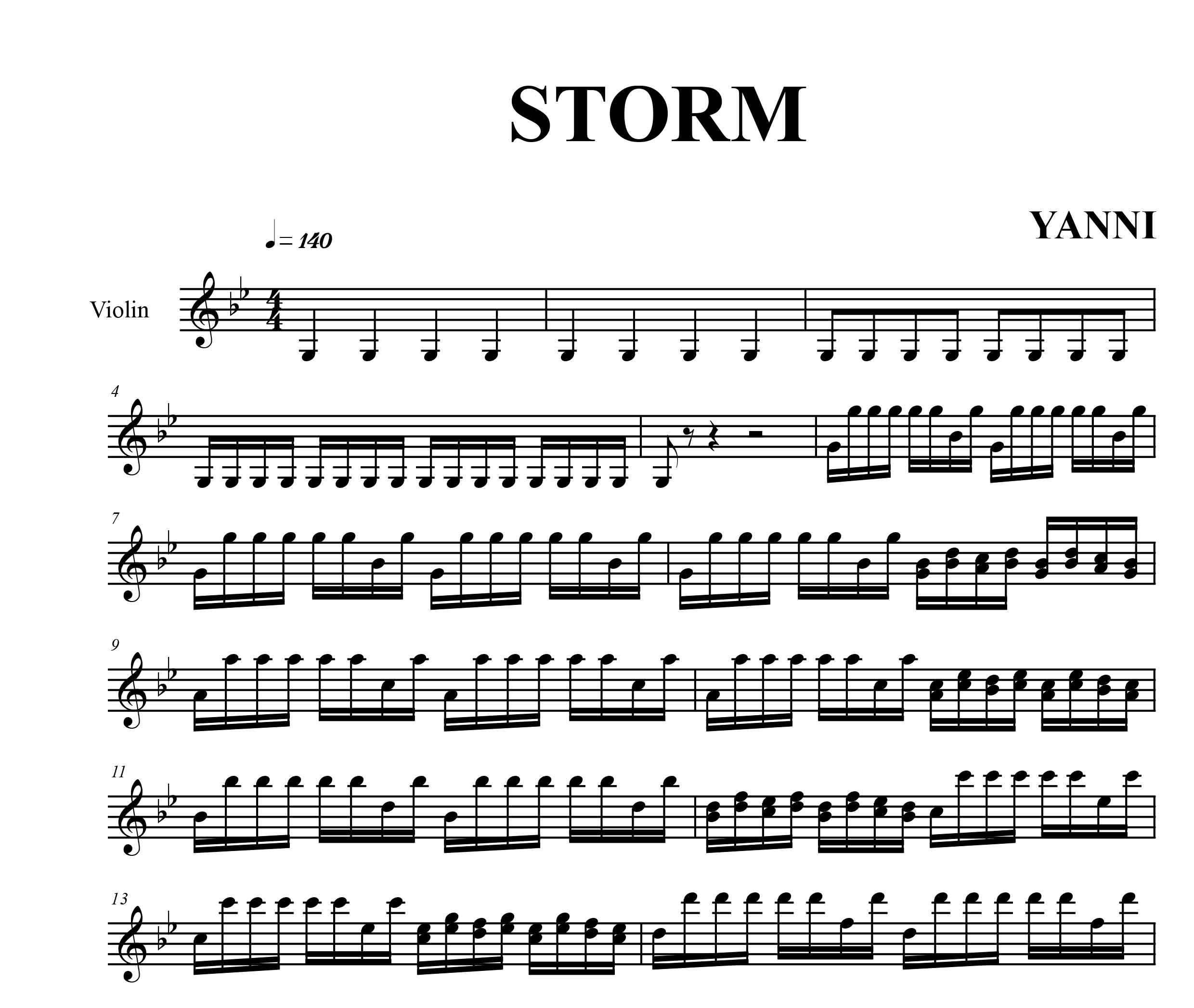 نت ویولن  The Storm از یانی